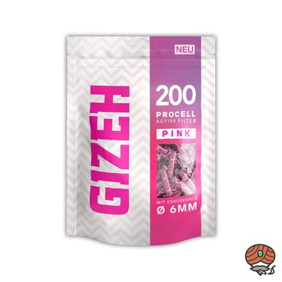 Gizeh Active Filter 6mm PINK Aktivkohle mit Kokoskohle, 200 Stück