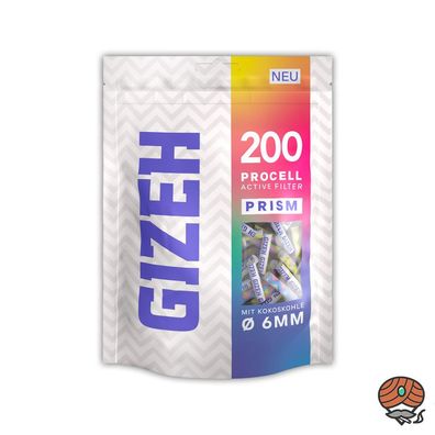 Gizeh Active Filter 6mm PRISM Aktivkohle mit Kokoskohle, 200 Stück
