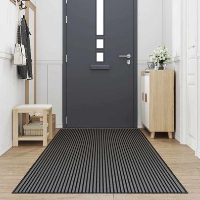 vidaXL Fußmatte Streifen Schwarz und Grau 115x300 cm