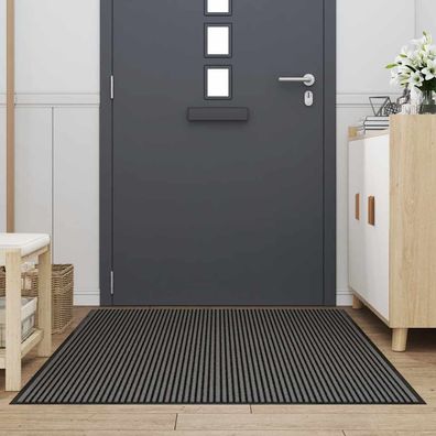 vidaXL Fußmatte Streifen Schwarz und Grau 115x200 cm