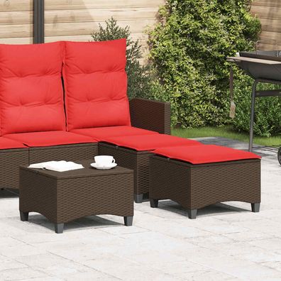 vidaXL Gartenhocker mit Kissen 2 Stk. Braun 55x55x36 cm Poly Rattan