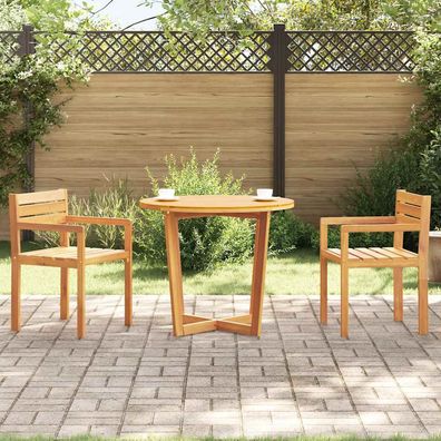 vidaXL Garten-Esstisch Rund Ø90x75 cm Massivholz Akazie