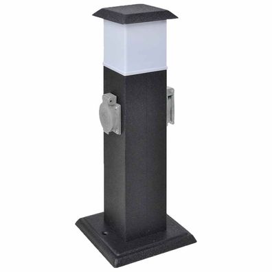 vidaXL Gartensteckdose Steckdosenturm Schwarz mit Lampe