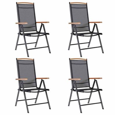 vidaXL Klappstühle, 4 Stück, Aluminium und Textilene, Schwarz