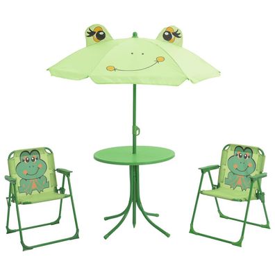 vidaXL 3-tlg. Garten-Bistro-Set für Kinder mit Sonnenschirm Grün