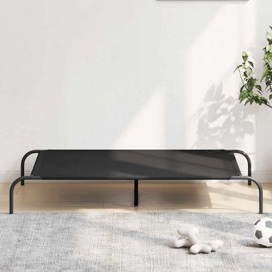 vidaXL Hundebett Erhöht Schwarz 130x80x20 cm Oxford-Gewebe und Stahl
