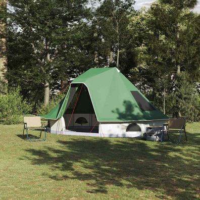 vidaXL Tipi Zelt 6 Personen Grün Taft