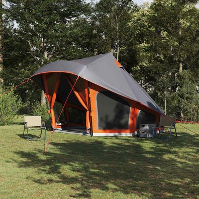 vidaXL Tipi Zelt mit Dach Grau und Orange 508 x 470 x 300 cm Taft
