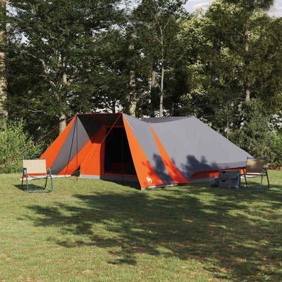 vidaXL Tipi Zelt 12 Personen Grau und Orange Taft