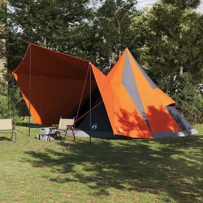 vidaXL Tipi Zelt mit Dach Grau und Orange 510 x 690 x 330 cm Taft