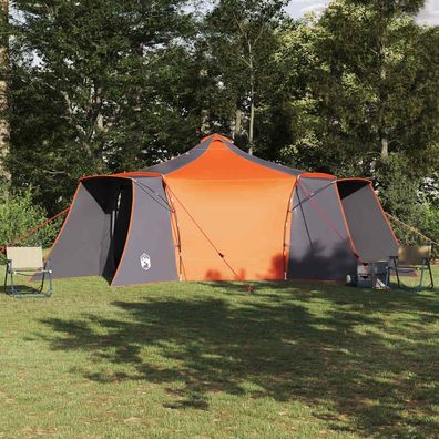 vidaXL Tipi Zelt 8 Personen Grau und Orange Taft