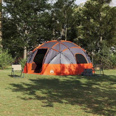 vidaXL Kuppelzelt mit Dach Grau und Orange 475 x 475 x 235 cm Taft
