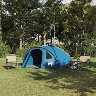 vidaXL Kuppelzelt 4 Personen Blau Taft Wasserdicht