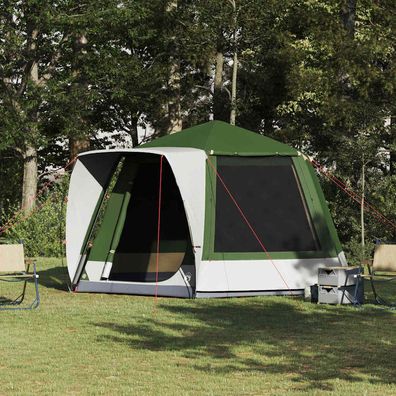 vidaXL Campingzelt 8 Personen Grün Polyester Wasserdicht