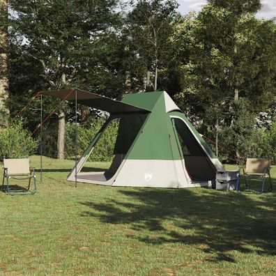vidaXL Campingzelt 10 Personen Grün Taft Wasserdicht