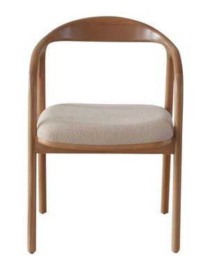 Stuhl Beige Textil Holz Modernes Design Elegant Komfort Esszimmer