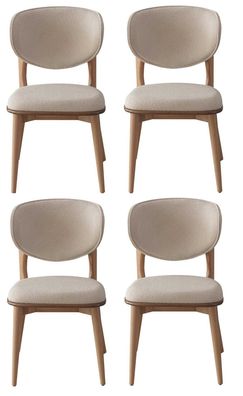 4x Stühle Beige Textil Holz Modernes Design Elegant Komfort Esszimmer