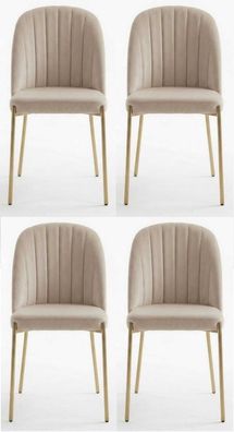 Stühle Beige Textil Holz Modern Design Polsterstuhl Esszimmer Komfort