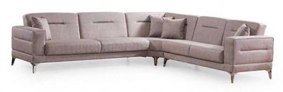 Großes Ecksofa Grau Weichen Kissen Eleganten Hohen Beinen Modern