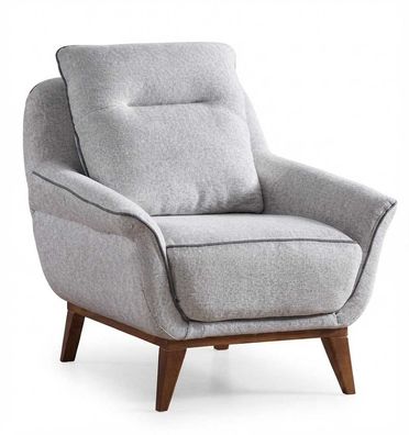 Weicher Sessel Kissen Holzbeinen Grau Stilvolles Design Modern