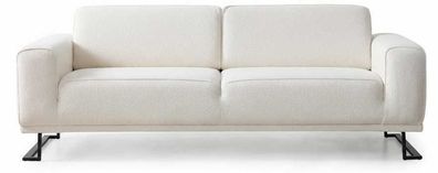 Gemütliches 3 Sitzer Sofa Farbe Weiß Bouclé-Stoff Metallfüßen