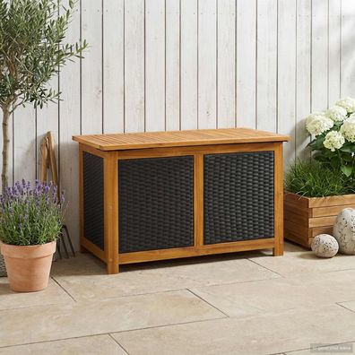 vidaXL Gartenlagerbox 141 L Massivholz Akazie 90 x 50 x 56 cm Schwarz