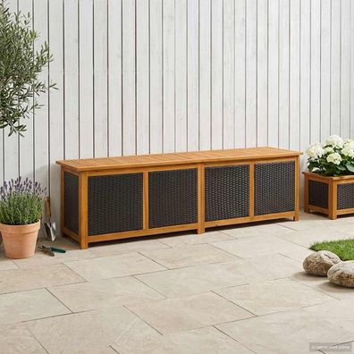 vidaXL Gartenlagerbox 333 L Massivholz Akazie 200 x 50 x 56 cm Schwarz