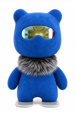 Kinder Hocker Skiing Boys Spielhocker Blau Skifahrer Design Kunstfell