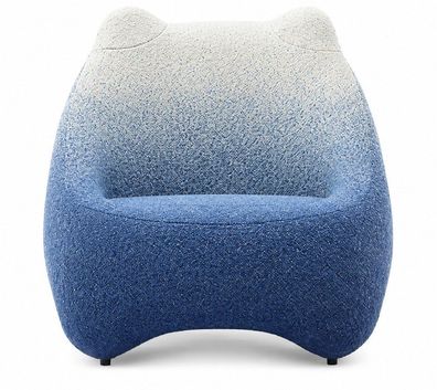 Designer Lounge Sessel Kätzchen Schleife Blau Weiß Skulptural Modern