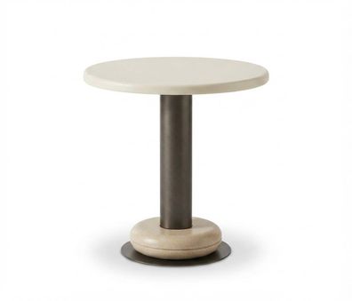 Beistelltisch Beige Modern Rund Tisch Kaffeetisch Wohnzimmer Metall