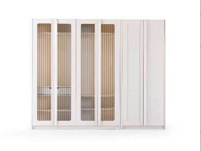 Design Kleiderschrank Beige Modern Schrank Schlafzimmer 6-türig