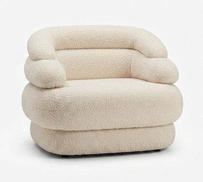 Drehsessel Soar Lounge Sessel Bouclé Cremeweiß Modern Luxury Luxus
