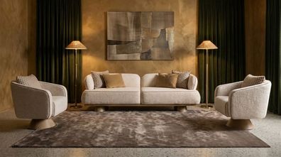 Design Sofagarnitur 3 + 1 + 1 Beige Modern Couchgarnitur 3er Sofa Sesse