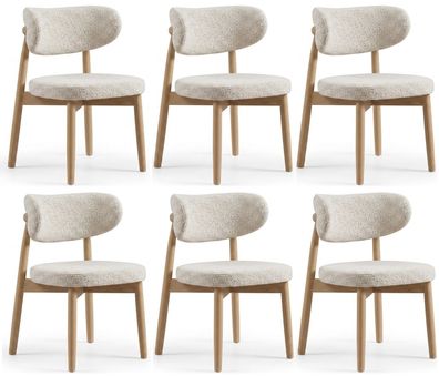 6x Stuhl Esszimmerstuhl Polsterstuhl Beige Luxus Modern Design