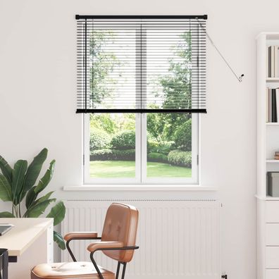 vidaXL Venezianische Jalousie Schwarz 150 x 90 cm 25 mm PVC