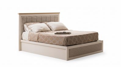Elegantes Stauraumbett Creme Bettkasten Polsterbett Klassisch Bett