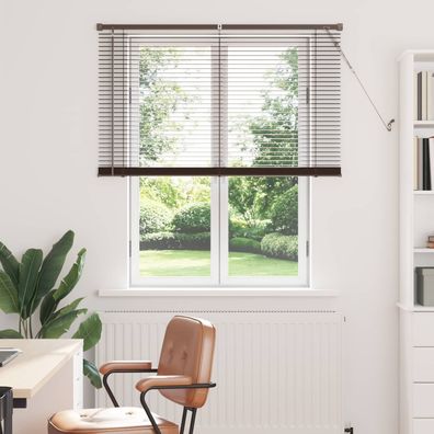 vidaXL Venezianische Jalousie Dunkelbraun mit Muster 150 x 120 cm PVC