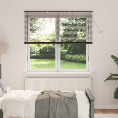 vidaXL Venezianische Jalousie Dunkelbraun mit Muster 150 x 140 cm PVC
