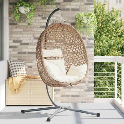 vidaXL Hängendes Ei-Stuhl Poly-Rattan 104 x 100 x 191 cm Kaffeebraun