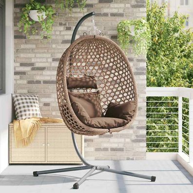 vidaXL Hängendes Ei-Stuhl Poly-Rattan 104 x 100 x 191 cm Kaffeebraun
