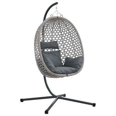 vidaXL Hängendes Ei-Stuhl Poly-Rattan 104 x 100 x 191 cm Grau