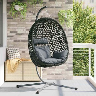 vidaXL Hängendes Ei-Stuhl Poly-Rattan 104 x 100 x 191 cm Schwarz