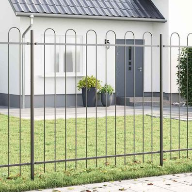 vidaXL Gartenzaun BOXTEL 1,7 x 1,5 m Pulverbeschichteter Stahl Grau