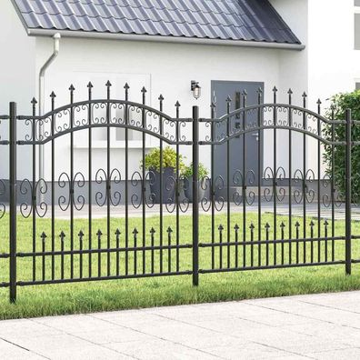 vidaXL Gartenzaun KAMPEN 240 x 166 cm Pulverbeschichteter Stahl Grau