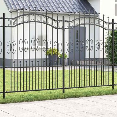 vidaXL Gartenzaun KAMPEN 240 x 202,5 cm Pulverbeschichteter Stahl Grau