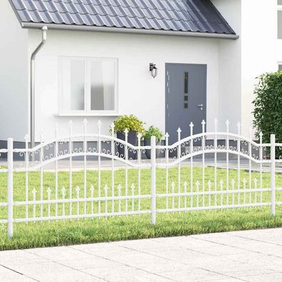 vidaXL Gartenzaun KAMPEN 240 x 118 cm Pulverbeschichteter Stahl Weiß