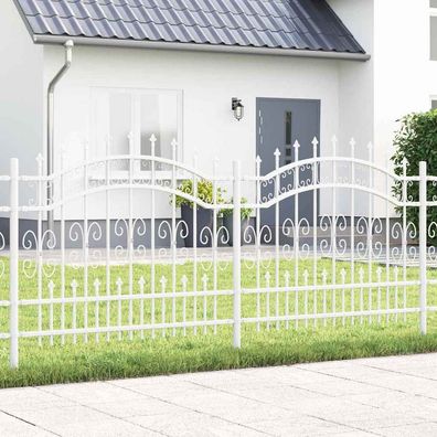vidaXL Gartenzaun KAMPEN 240 x 140 cm Pulverbeschichteter Stahl Weiß