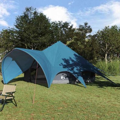 vidaXL Teepee Zelt für 7 Personen 7 Personen Blau und Grau