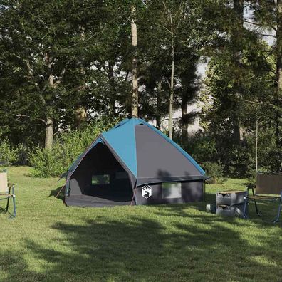 vidaXL Teepee Zelt für 4 Personen 4 Personen Blau und Grau