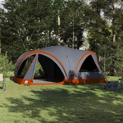 vidaXL Familienzelt für 10 Personen Grau und Orange 460 x 430 x 214 cm